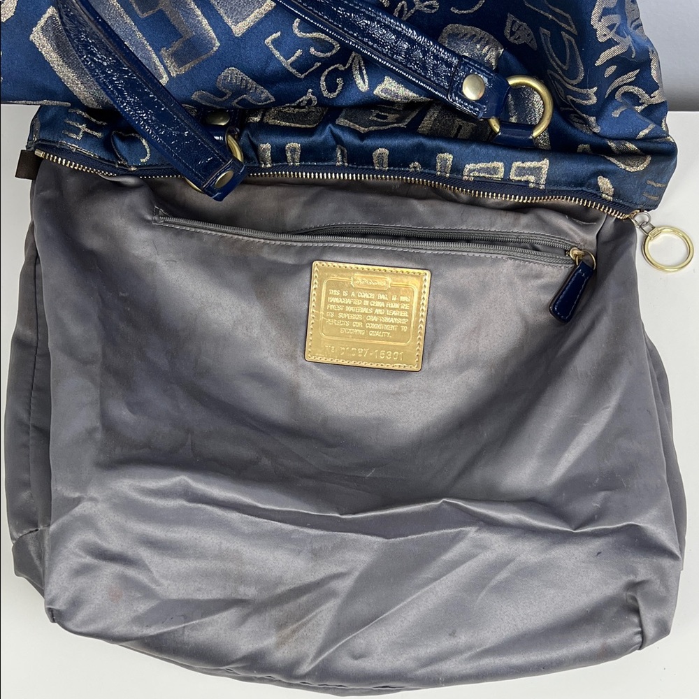 Coach Poppy Graffiti Metallic Gold Patent Leather Glam Tote Shoulder Bag 15301 - Picture 10 of 16